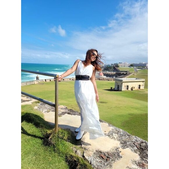 Women's Summer Maxi Dress Sleeveless Spaghetti Strap High Waist Long Beach Dress - Picture 5 of 5